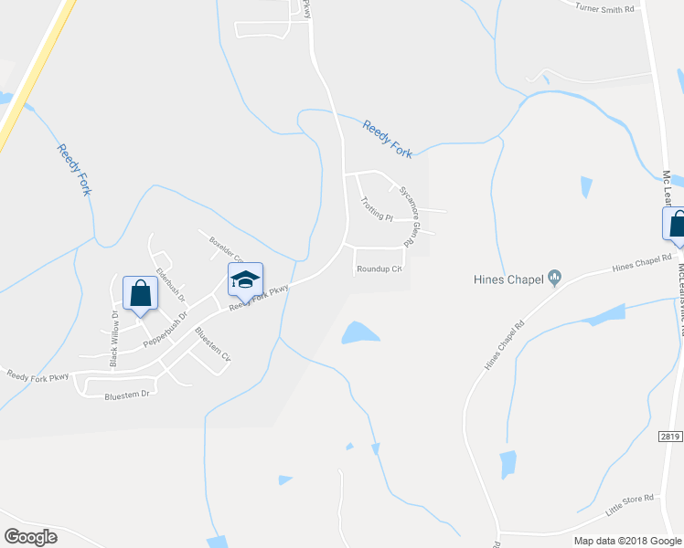 map of restaurants, bars, coffee shops, grocery stores, and more near 4366 Reedy Fork Parkway in Greensboro