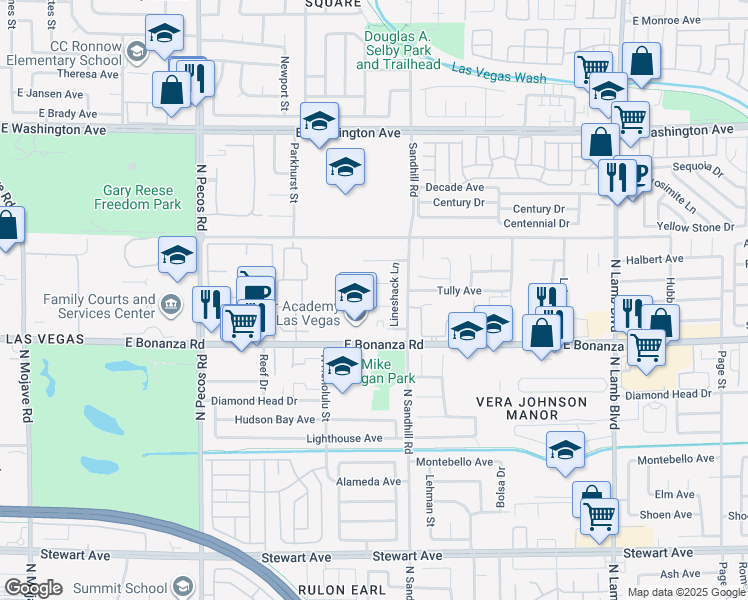 map of restaurants, bars, coffee shops, grocery stores, and more near 3916 Logging Court in Las Vegas