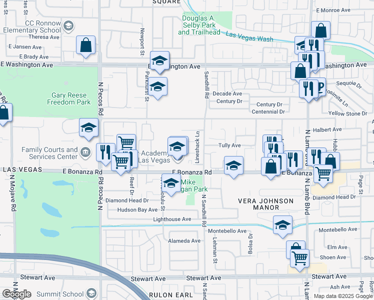 map of restaurants, bars, coffee shops, grocery stores, and more near 3916 Logging Court in Las Vegas