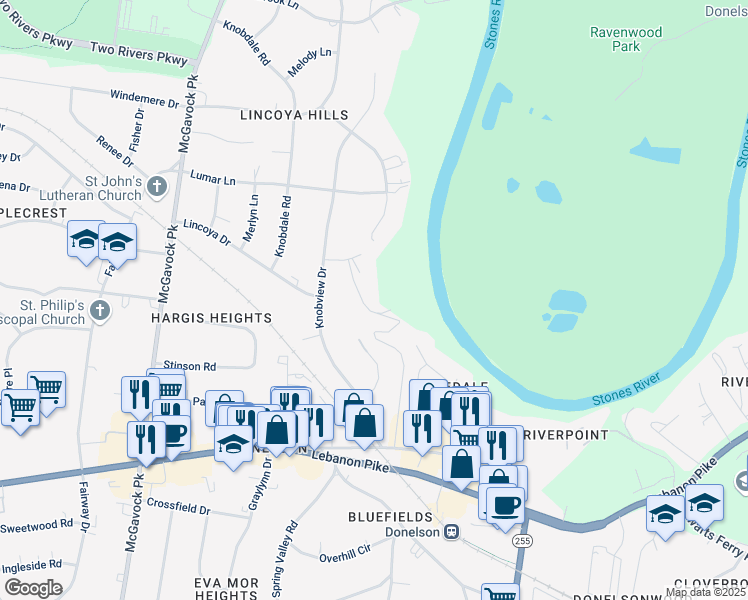 map of restaurants, bars, coffee shops, grocery stores, and more near 2805 Lealto Court in Nashville