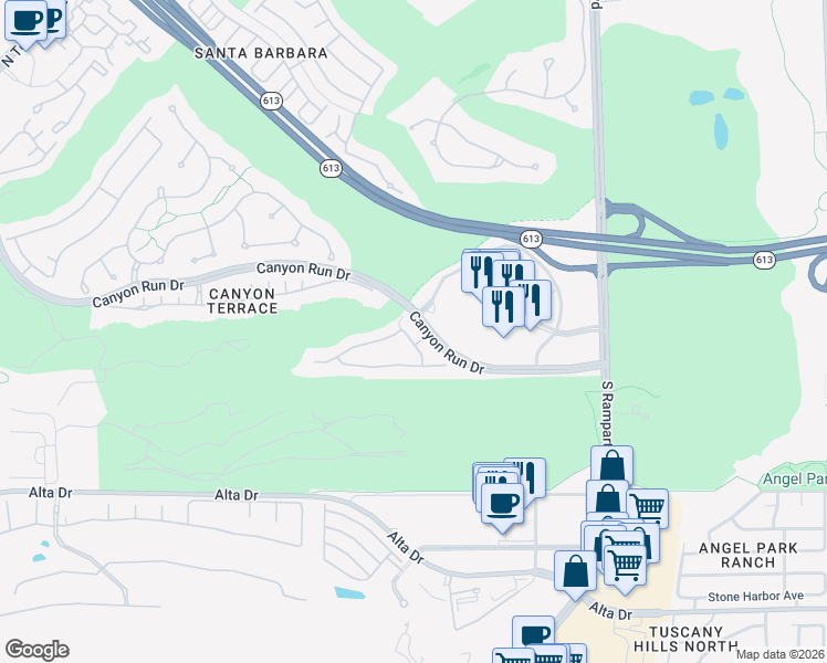 map of restaurants, bars, coffee shops, grocery stores, and more near 128 Los Cabos Drive in Las Vegas