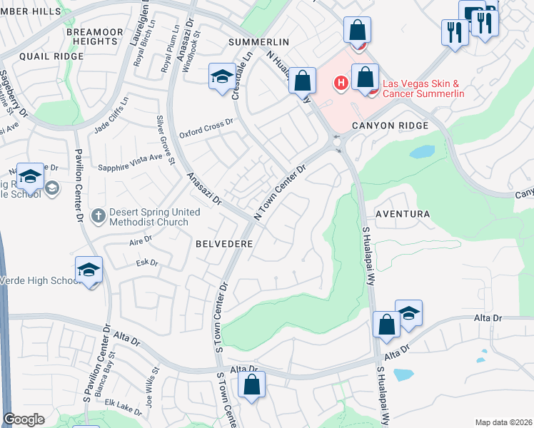 map of restaurants, bars, coffee shops, grocery stores, and more near 109 North Buteo Woods Lane in Las Vegas