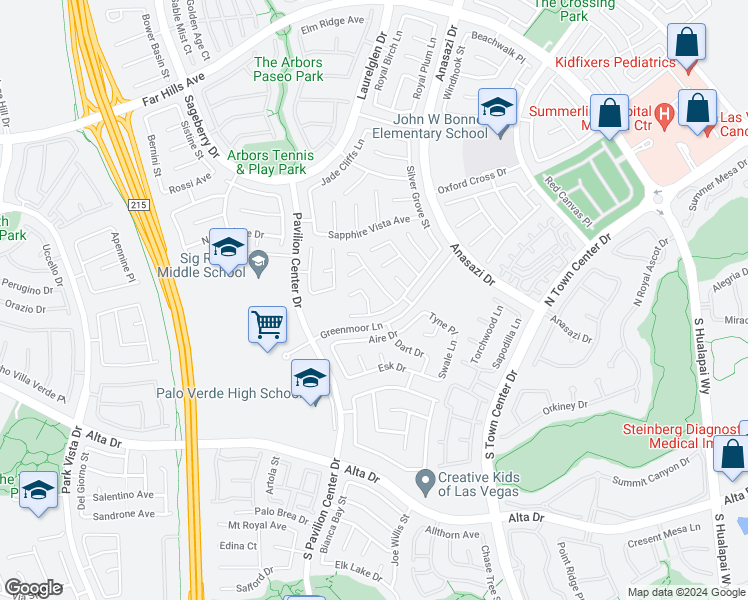 map of restaurants, bars, coffee shops, grocery stores, and more near 112 Clybourn Court in Las Vegas