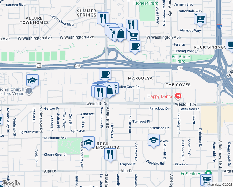 map of restaurants, bars, coffee shops, grocery stores, and more near 8721 Winter Garden Court in Las Vegas