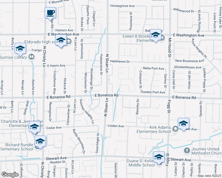map of restaurants, bars, coffee shops, grocery stores, and more near 900 North Sloan Lane in Las Vegas