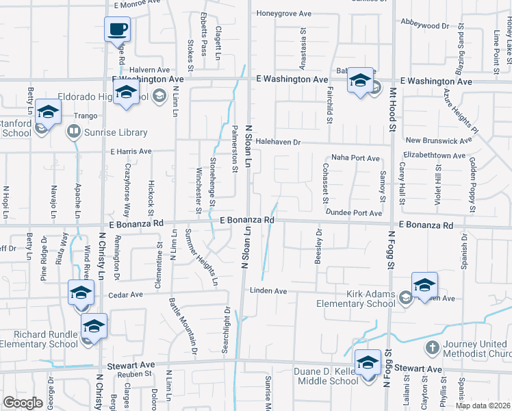 map of restaurants, bars, coffee shops, grocery stores, and more near 840 North Sloan Lane in Las Vegas