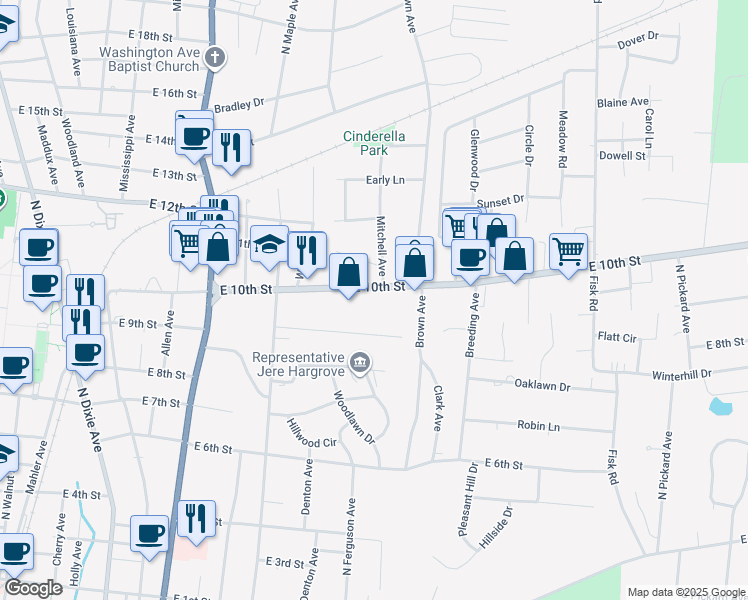 map of restaurants, bars, coffee shops, grocery stores, and more near 625 State Highway 336Ne in Cookeville