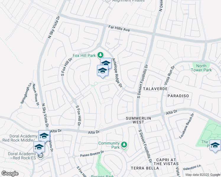 map of restaurants, bars, coffee shops, grocery stores, and more near 368 Granitico Street in Las Vegas