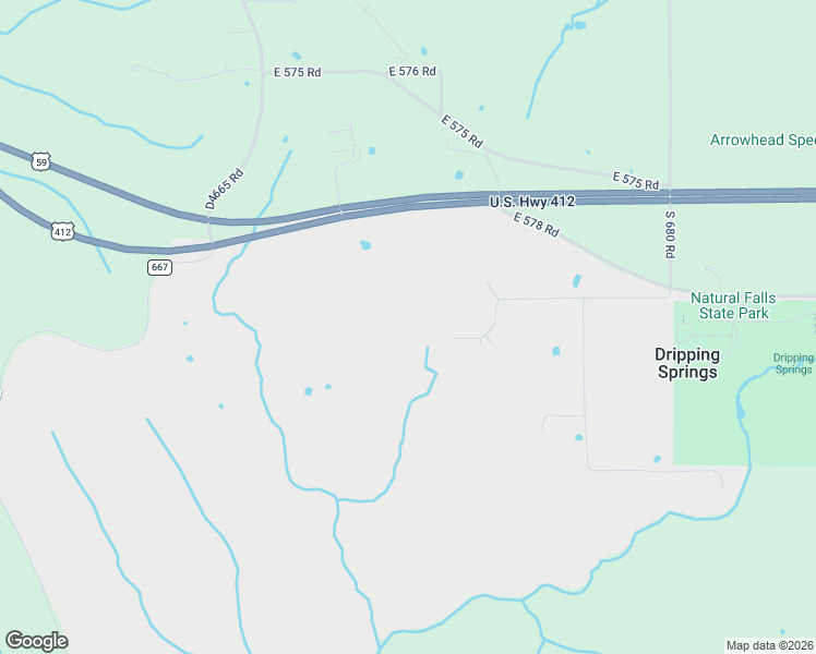 map of restaurants, bars, coffee shops, grocery stores, and more near 18501 East 581 Road in Colcord