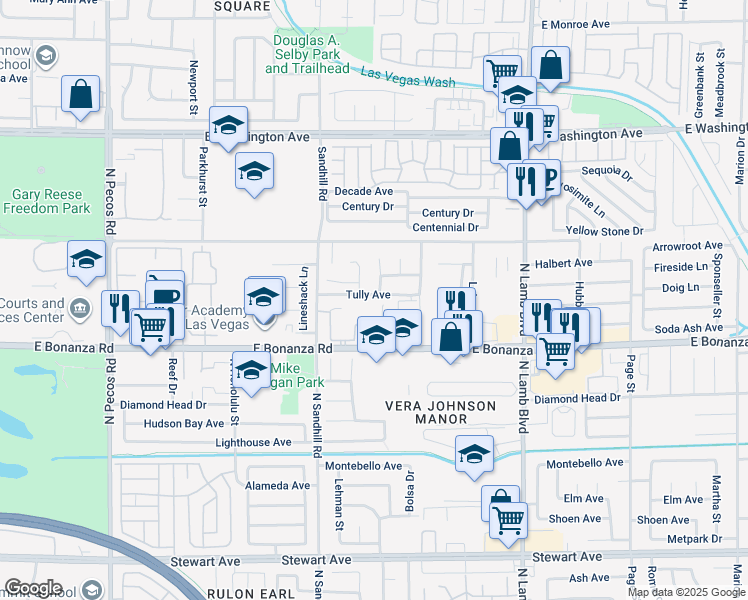 map of restaurants, bars, coffee shops, grocery stores, and more near 632 Triest Court in Las Vegas