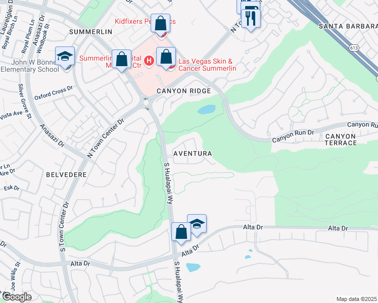 map of restaurants, bars, coffee shops, grocery stores, and more near 212 Valiente Street in Las Vegas