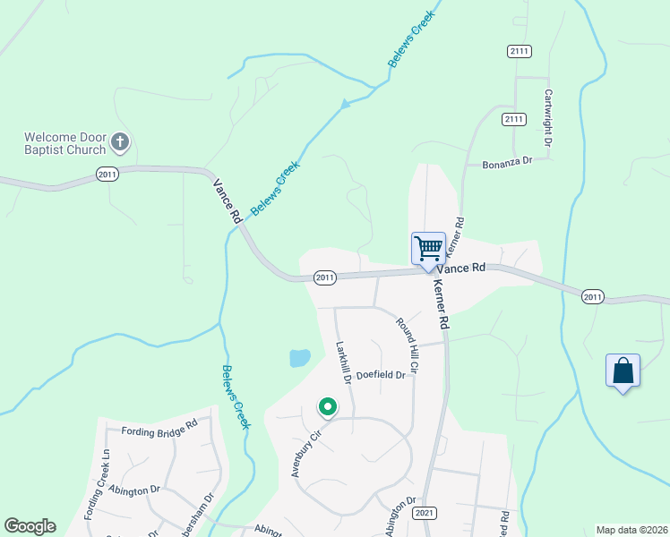 map of restaurants, bars, coffee shops, grocery stores, and more near 7065 Vance Road in Kernersville