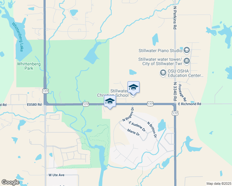 map of restaurants, bars, coffee shops, grocery stores, and more near 5136 North Duncan Street in Stillwater