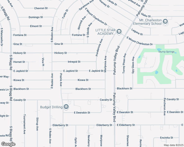 map of restaurants, bars, coffee shops, grocery stores, and more near 821 East Jaybird Street in Pahrump