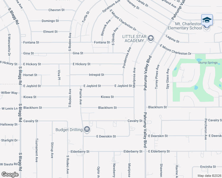 map of restaurants, bars, coffee shops, grocery stores, and more near 761 East Jaybird Street in Pahrump