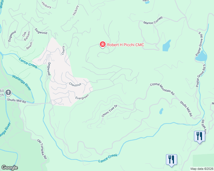 map of restaurants, bars, coffee shops, grocery stores, and more near 624 Chestnut Drive in Blowing Rock