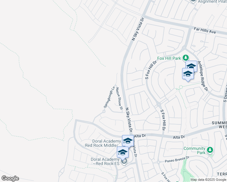 map of restaurants, bars, coffee shops, grocery stores, and more near 172 Springbough Lane in Las Vegas
