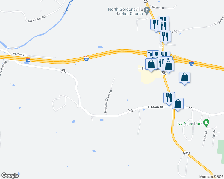 map of restaurants, bars, coffee shops, grocery stores, and more near 118 Meadow Green Lane in Gordonsville