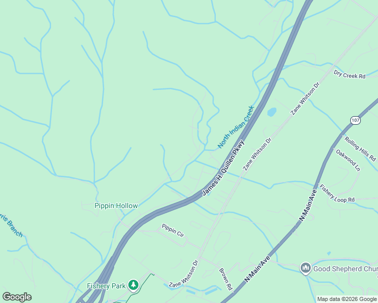 map of restaurants, bars, coffee shops, grocery stores, and more near 301 Mc Inturff Springs Road in Erwin