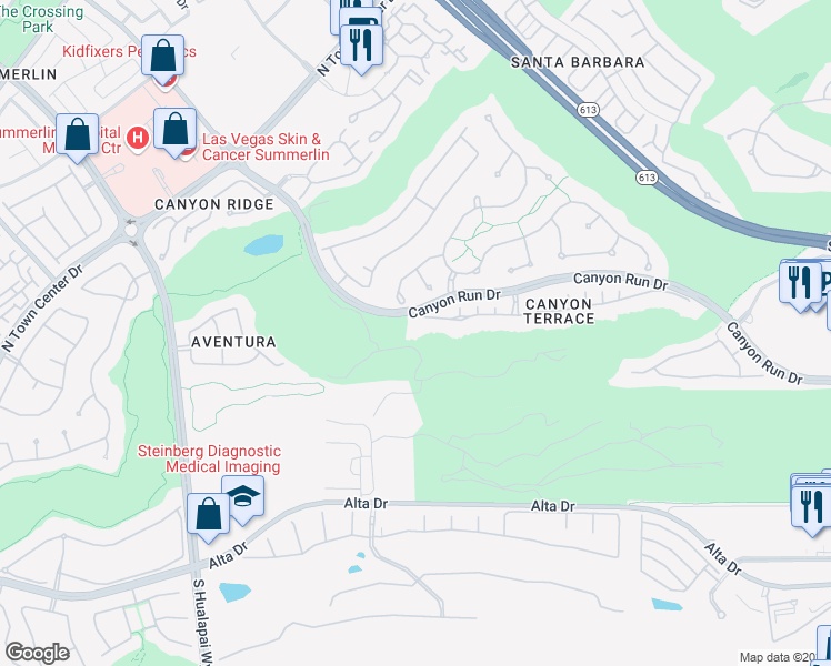 map of restaurants, bars, coffee shops, grocery stores, and more near 9613 Canyon Mesa Drive in Las Vegas