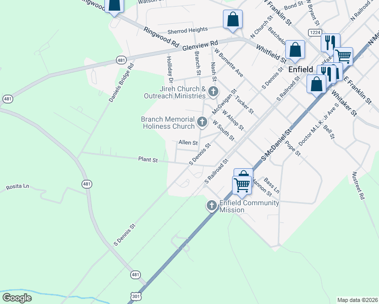 map of restaurants, bars, coffee shops, grocery stores, and more near 600-698 Gunter Street in Enfield