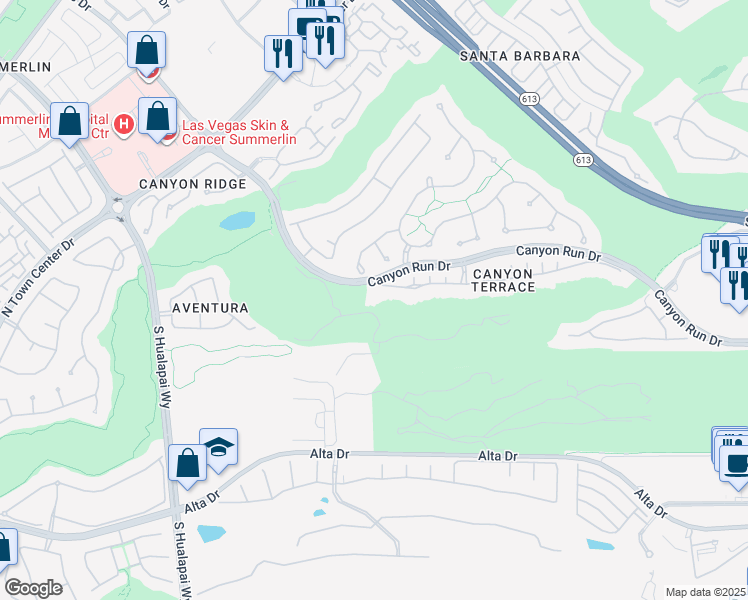 map of restaurants, bars, coffee shops, grocery stores, and more near 9613 Canyon Mesa Drive in Las Vegas
