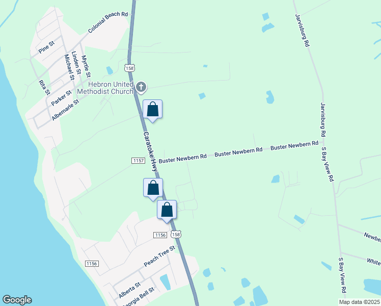 map of restaurants, bars, coffee shops, grocery stores, and more near 230 Buster Newbern Road in Jarvisburg