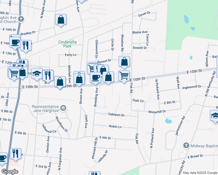 map of restaurants, bars, coffee shops, grocery stores, and more near 971 Magnolia Court in Cookeville