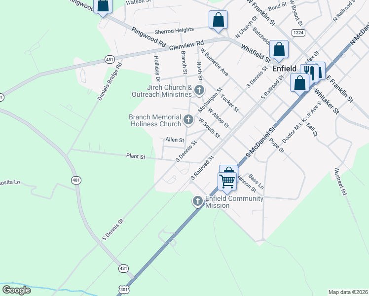map of restaurants, bars, coffee shops, grocery stores, and more near 600 Gunter Street in Enfield
