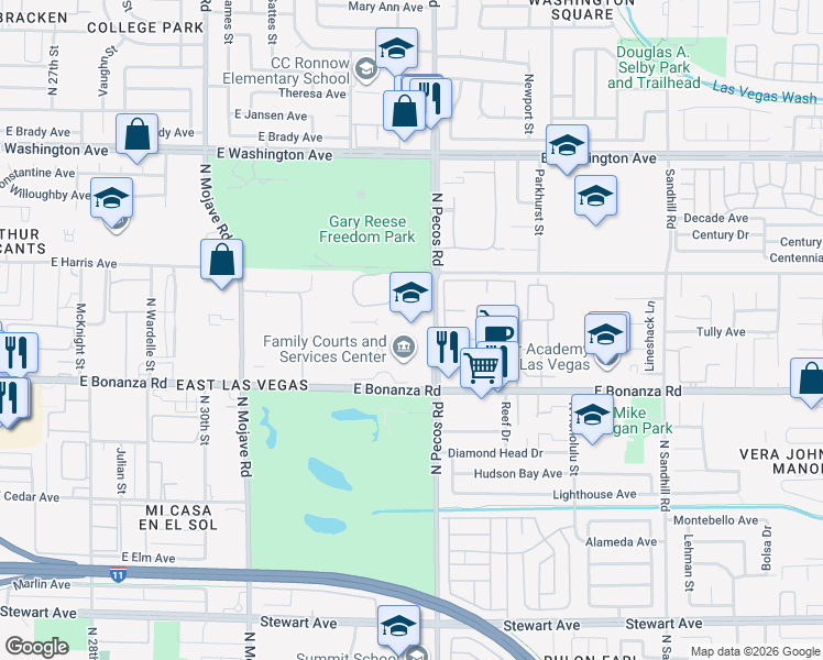 map of restaurants, bars, coffee shops, grocery stores, and more near in Las Vegas