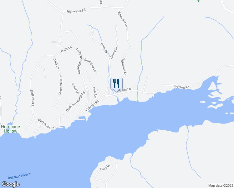 map of restaurants, bars, coffee shops, grocery stores, and more near 10275 Clydeton Road in Waverly