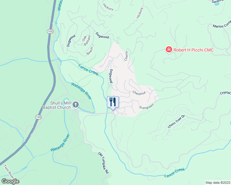map of restaurants, bars, coffee shops, grocery stores, and more near 188 Chestnut Drive in Blowing Rock