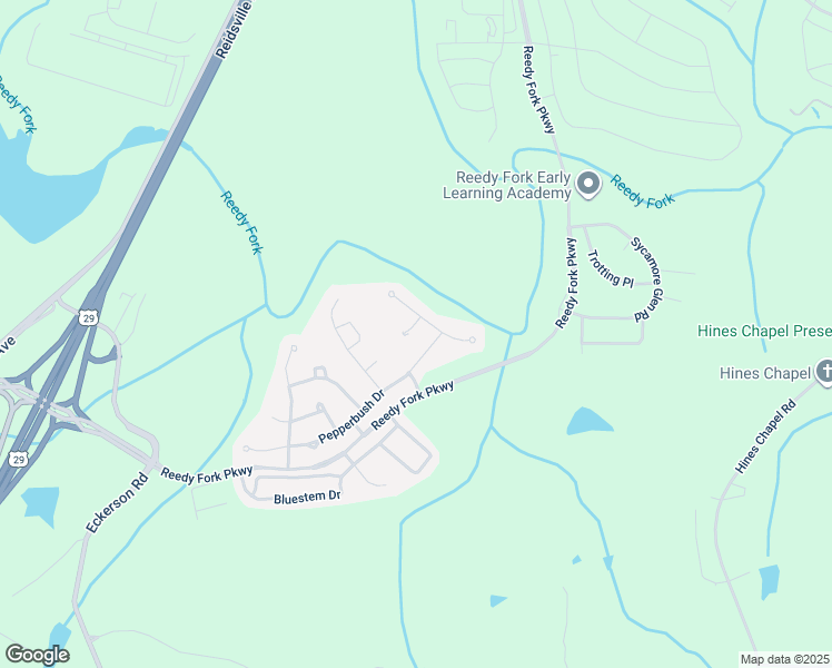 map of restaurants, bars, coffee shops, grocery stores, and more near 5 Boxelder Court in Greensboro