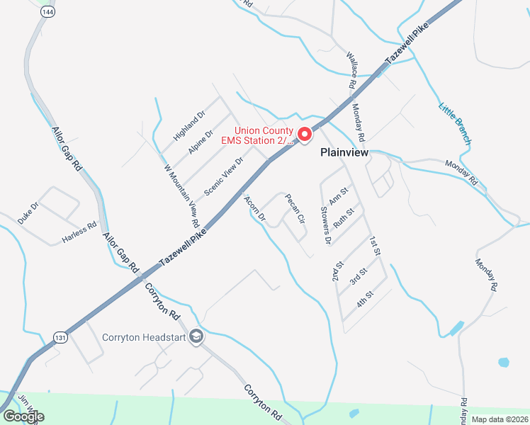 map of restaurants, bars, coffee shops, grocery stores, and more near 225 Acorn Drive in Corryton