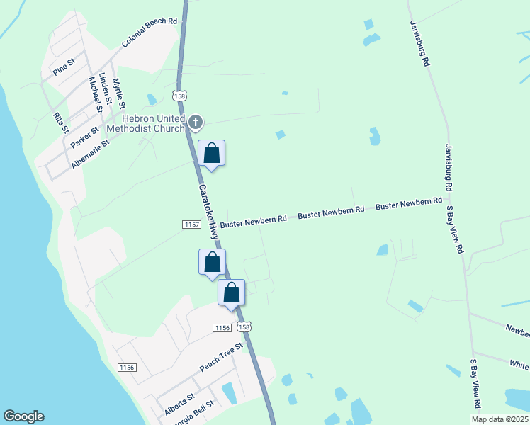 map of restaurants, bars, coffee shops, grocery stores, and more near 230 Buster Newbern Road in Jarvisburg