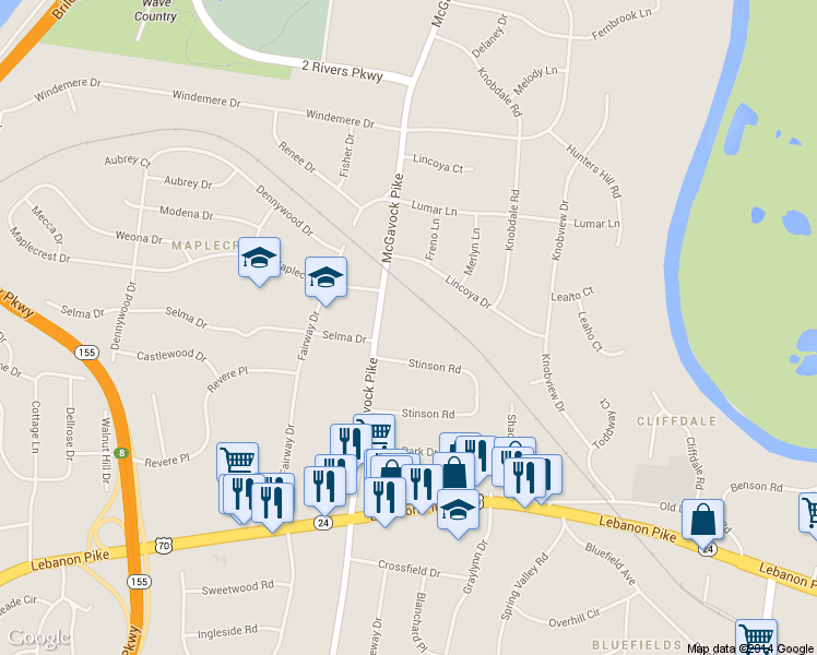map of restaurants, bars, coffee shops, grocery stores, and more near 109 McGavock Pike in Nashville