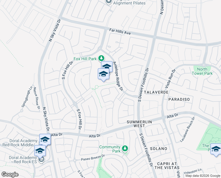 map of restaurants, bars, coffee shops, grocery stores, and more near 354 Granitico Street in Las Vegas