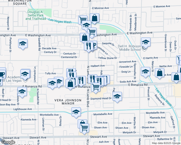 map of restaurants, bars, coffee shops, grocery stores, and more near 4405 Cool Valley Drive in Las Vegas