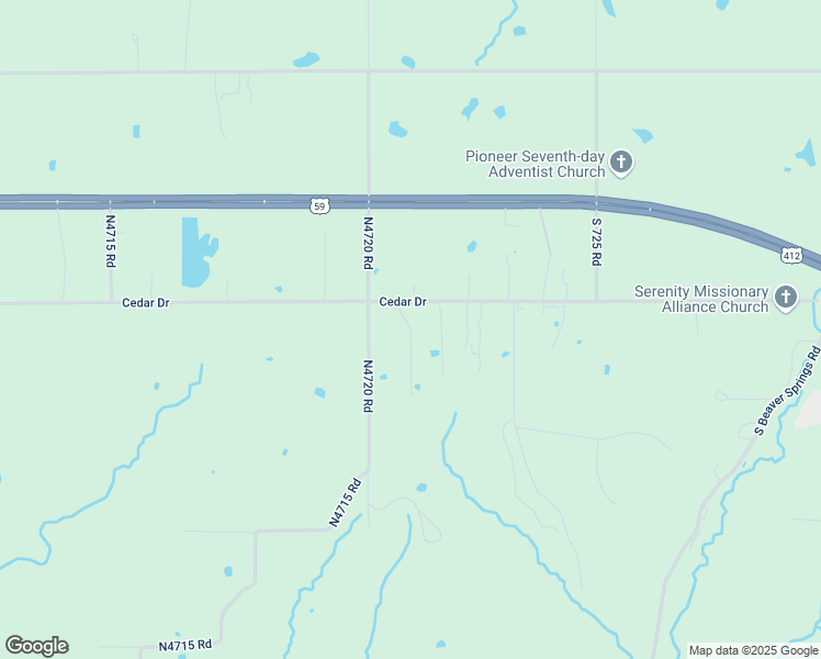 map of restaurants, bars, coffee shops, grocery stores, and more near 5413 Cedar Drive in Colcord