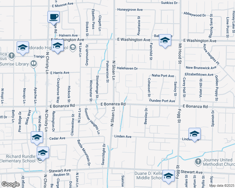 map of restaurants, bars, coffee shops, grocery stores, and more near 850 North Sloan Lane in Las Vegas