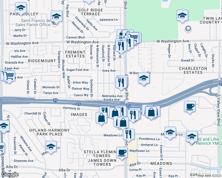 map of restaurants, bars, coffee shops, grocery stores, and more near 200 North Princeton Street in Las Vegas
