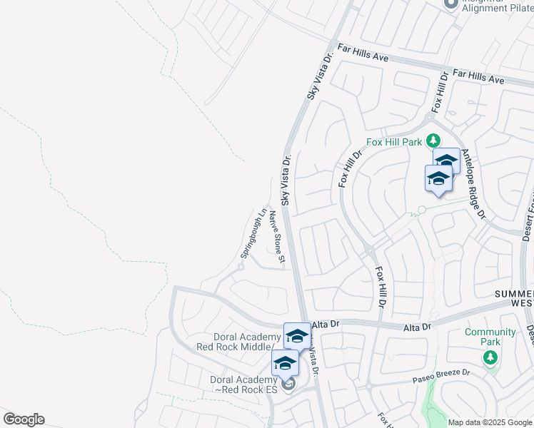 map of restaurants, bars, coffee shops, grocery stores, and more near 164 Springbough Lane in Las Vegas