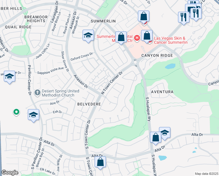 map of restaurants, bars, coffee shops, grocery stores, and more near 205 North Buteo Woods Lane in Las Vegas