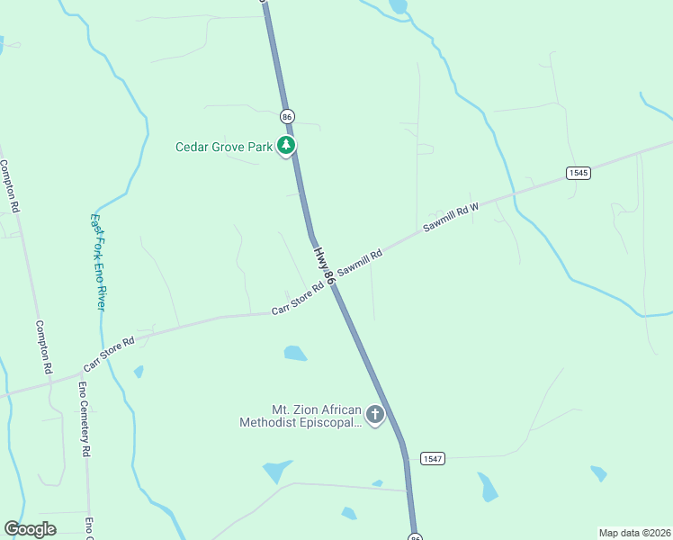 map of restaurants, bars, coffee shops, grocery stores, and more near 5601 North Carolina 86 in Cedar Grove