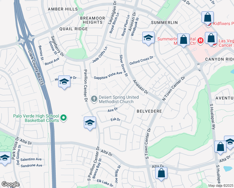 map of restaurants, bars, coffee shops, grocery stores, and more near 205 Depaul Court in Las Vegas