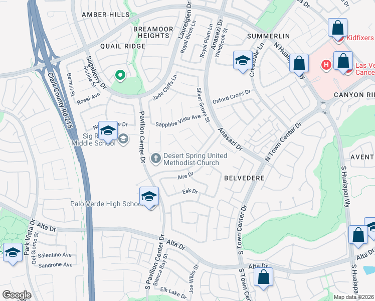 map of restaurants, bars, coffee shops, grocery stores, and more near 212 Emerald Vista Way in Las Vegas