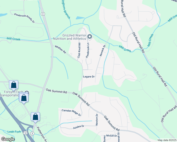 map of restaurants, bars, coffee shops, grocery stores, and more near 5533 Frances Court in Winston-Salem