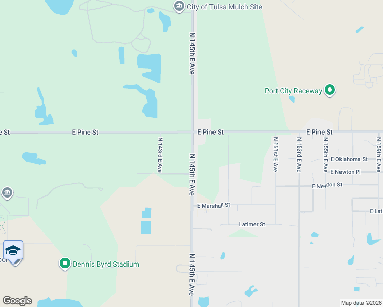 map of restaurants, bars, coffee shops, grocery stores, and more near 1200 North 145th East Avenue in Tulsa