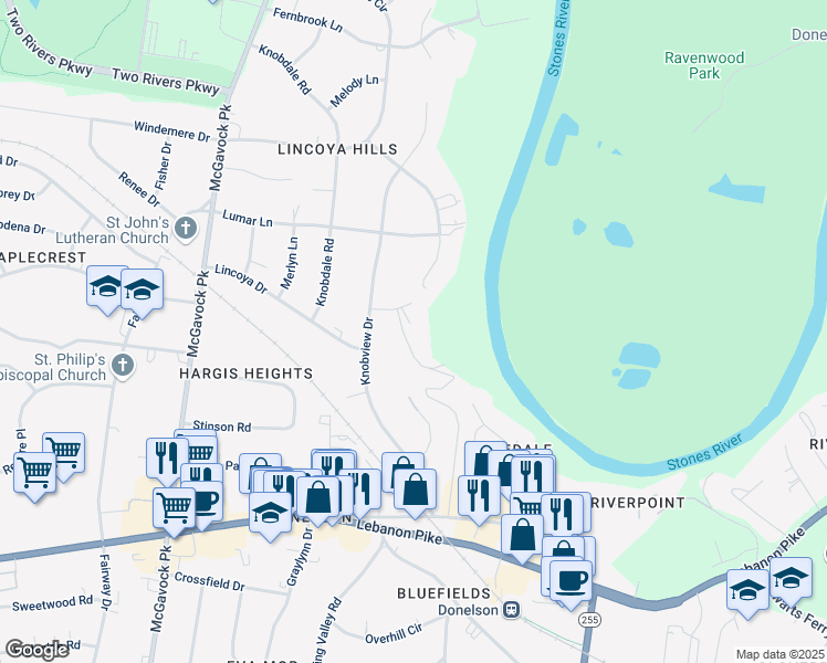 map of restaurants, bars, coffee shops, grocery stores, and more near 2805 Lealto Court in Nashville
