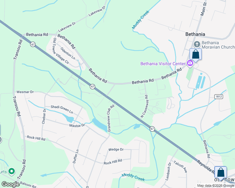 map of restaurants, bars, coffee shops, grocery stores, and more near 5755 Reynolda Road in Winston-Salem